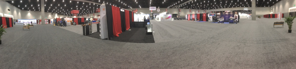 Panoramic view of the expo (or lack thereof) midday on the middle day of the conference